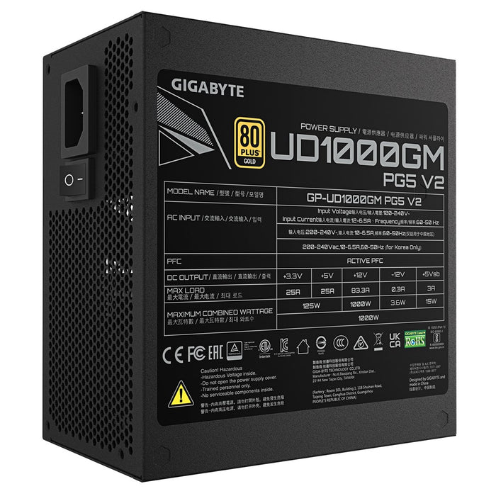 Power supply Gigabyte UD1000GM PG5 V2 - 1000W 80+ Gold PCIe 5.1 Ready