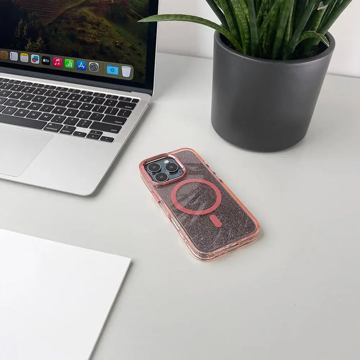 Glitter Case MagSafe Compatible for iPhone 17 Pro - Pink - Cell phone cases and covers<<<HurtelXML