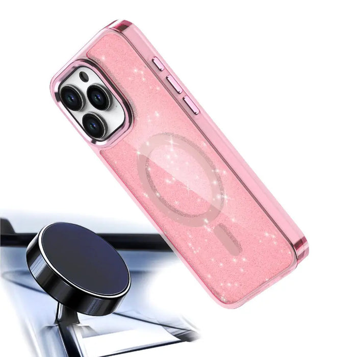 Glitter Case MagSafe for iPhone 16 Pro Max - pink with glitter - Cell phone cases and covers<<<HurtelXML