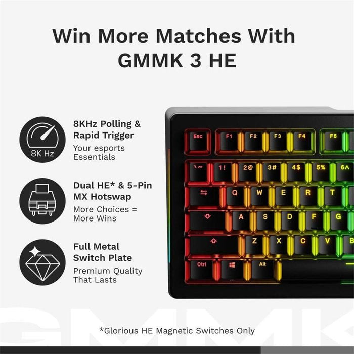 Gaming Mechanical Keyboard Glorious GMMK 3 HE 100% Black - Fox HE Switches