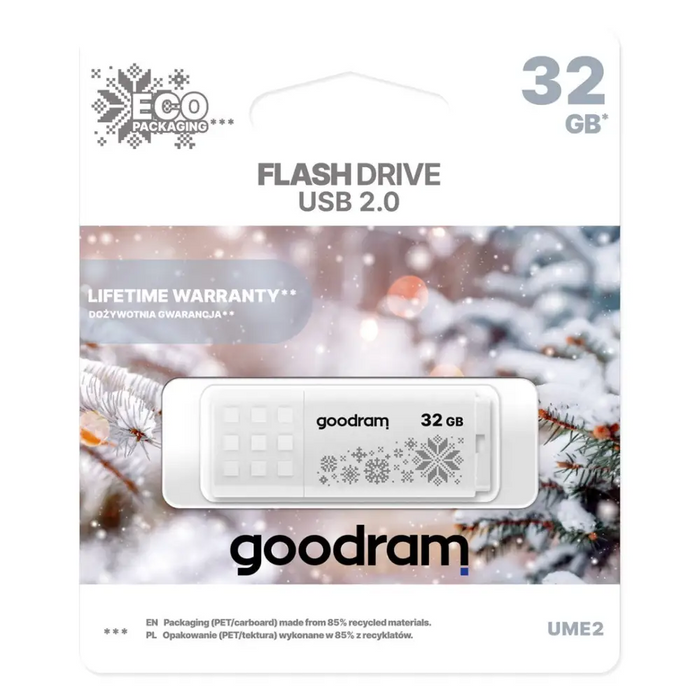 Goodram UME2 Winter USB 32GB Pendrive - White - FlashDrivesPAM-FLD<<<Memory devicesPAM<<<ActionPL&&&Flash