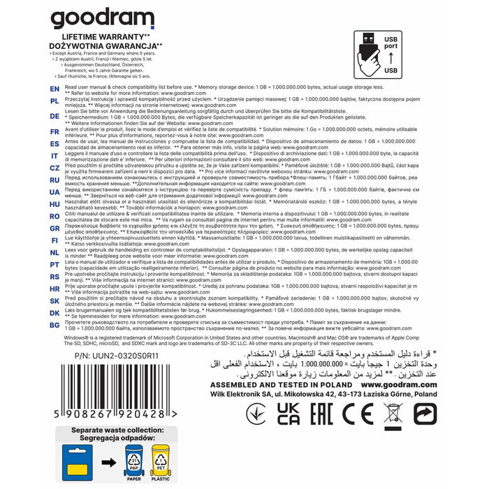 USB stick GoodRam UUN2-0320S0R11 Black Silver 32 GB