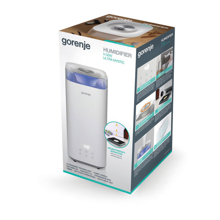 HUMIDIFIER GORENJE H50W 5000.00 L, SLEEP MODE, 38.00 dB(A), AROMA FUNCTION
