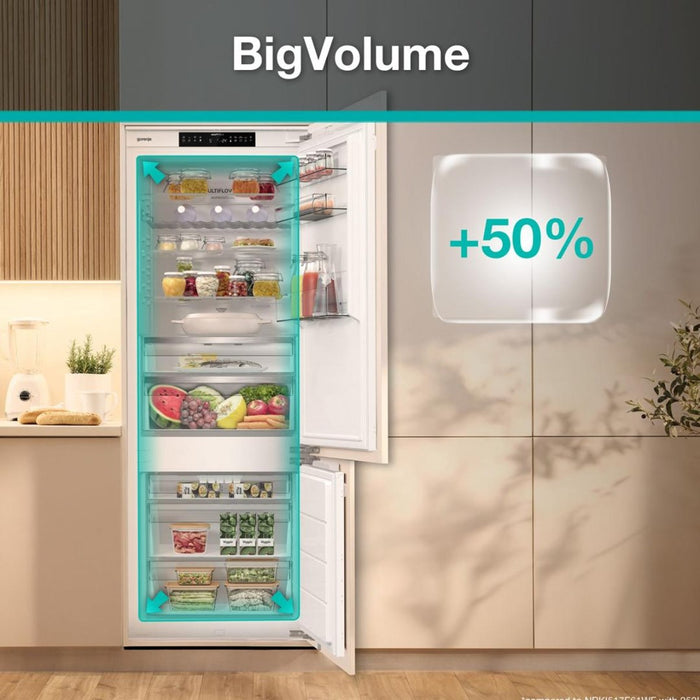 Built-in refrigerator with freezer Gorenje NRKI619D61WFE, 377 l, D, No Frost, White, Yes