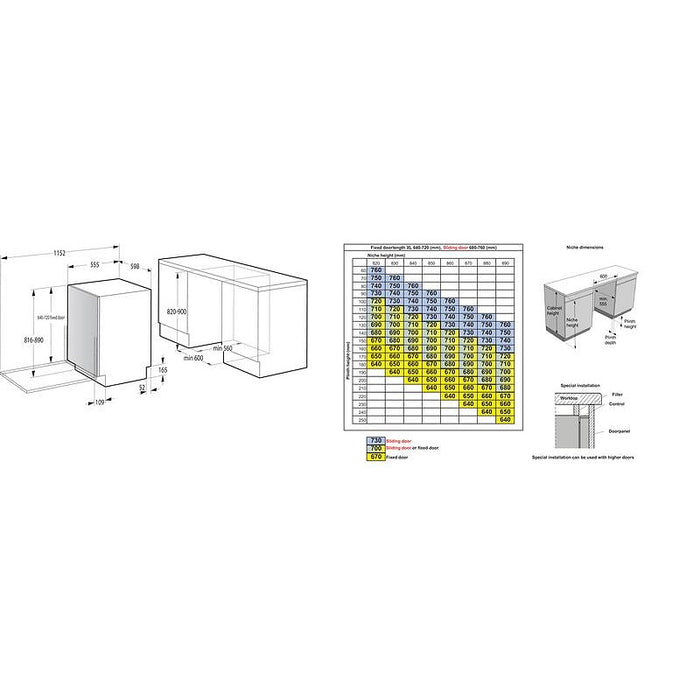 Built-in dishwasher GORENJE GV16A, 60 cm