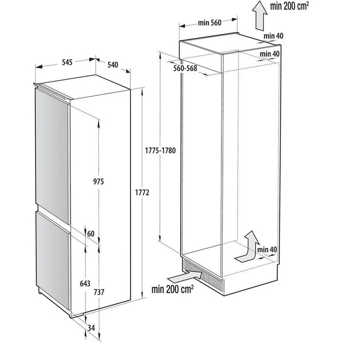 Built-in refrigerator GORENJE NRKI517E41, 252 l, NoFrost, 177.2 cm