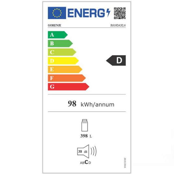 Refrigerator GORENJE R619DAXL6, 398 l, AdaptTech, 185 cm, Gray