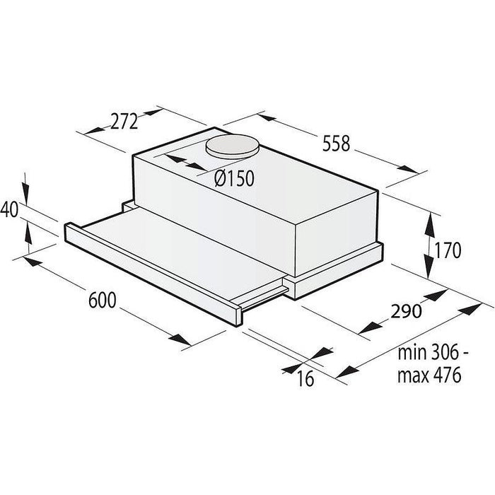 Built-in hood GORENJE TH64E4BG, 450 m³/h.