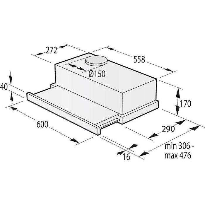 Built-in hood GORENJE TH64E4BG, 450 m³/h.