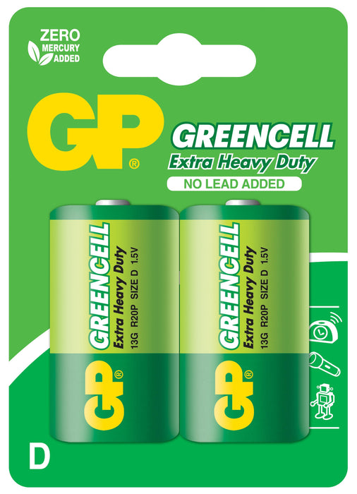 Zinc carbon battery GP R20, Greencell 13G-U2, 2 pcs. in packaging, blister, 1.5V