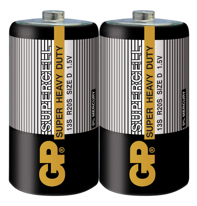 Zinc carbon battery SUPERCELL 13S-S2, R20, 2 pcs. in packaging/shrink, 1.5V