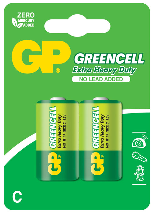 Zinc carbon battery GP R14 14G-U2 Greencell, 2 pcs. in packaging, BLISTER, 1.5V