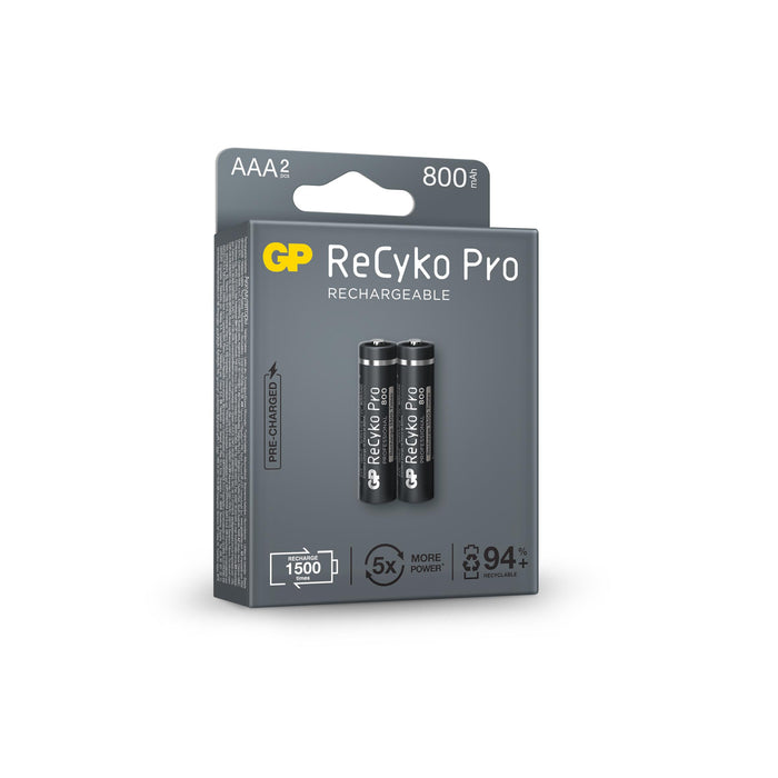 Accumulator Battery GP R03 AAA 800mAh, NiMH, 85AAAHCB-EB2 RECYKO+ PRO, Up to 1500 cycles, 2 pcs. in packaging