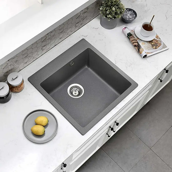 GRANITE KITCHEN SINK 5050 INTER CERAMIC SQUARE 50X50X20 CM GRAY - Кухненски мивки<<<Кухненски мивки<<<Кухня<<<Praktiker