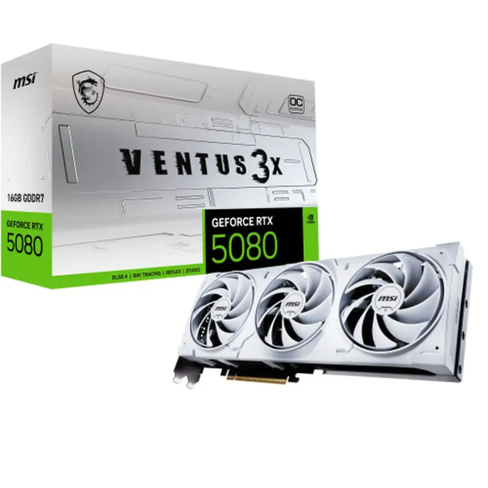 Graphics card MSI VENTUS GEFORCE RTX 5080 16G 3X OC WHITE GEFORCE RTX 5080 16 GB GDDR6X GDDR7 - Компютър Мрежи и