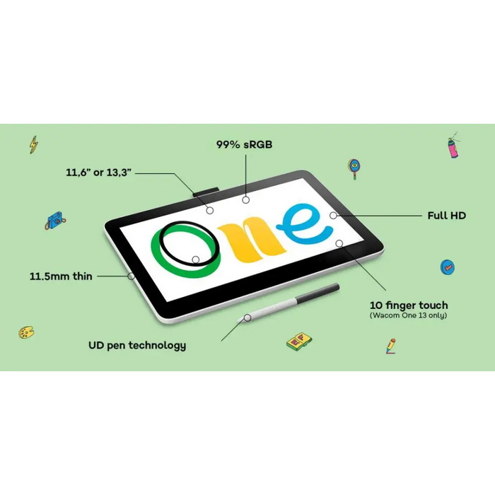 Graphics tablet Wacom one 12 pen display 11.6’’ White - Tablets<<<WACOM Tablets<<<WACOM<<<PolyComp&&&Графични