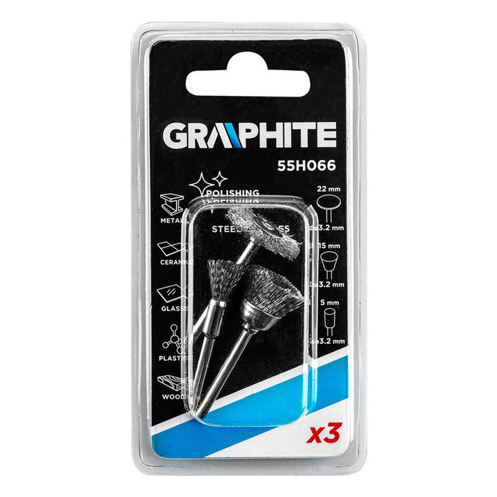 SET OF STEEL WIRE BRUSHES 3 PIECES GRAPHITE 55H066
