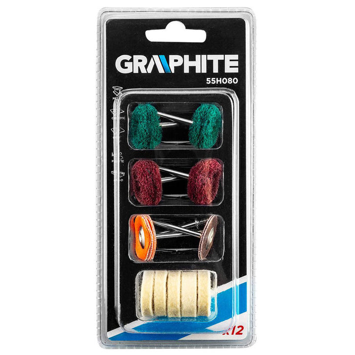 POLISHING AND CLEANING SET 12 PCS GRAPHITE 55H080