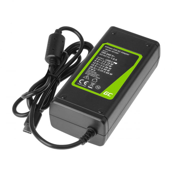 Green Cell AD134P USB-C charger AC adapter 65W for notebook tablet smartphone - Power supplies