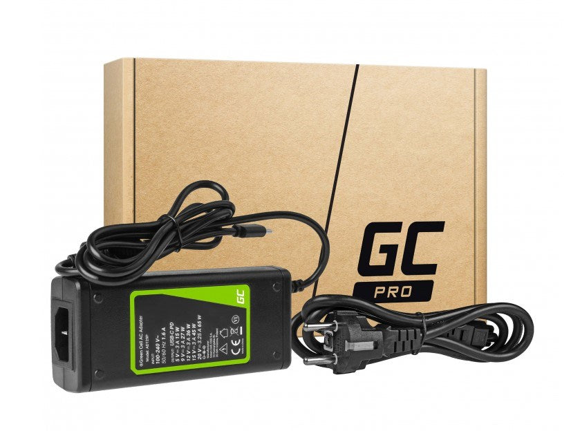 Green Cell AD134P USB-C charger AC adapter 65W for notebook tablet smartphone - Power supplies