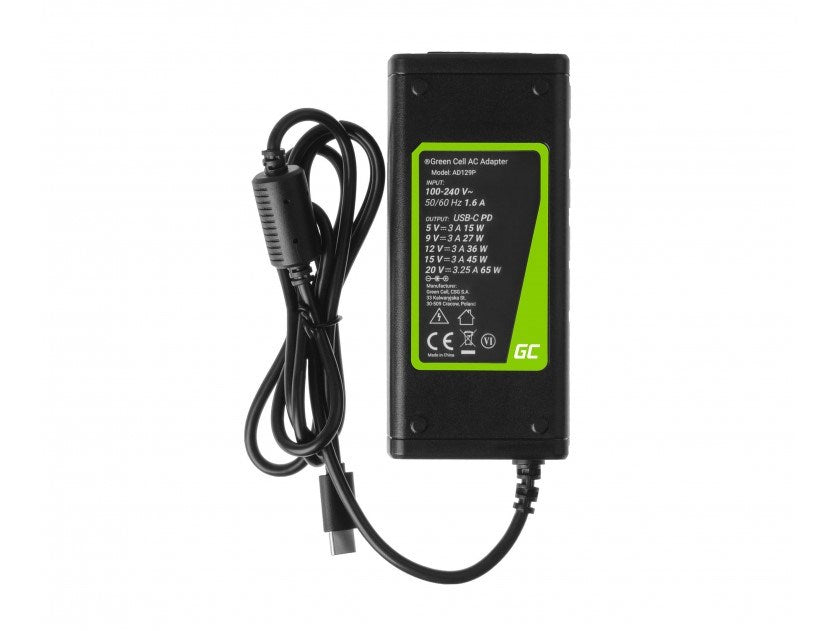 Green Cell AD134P USB-C charger AC adapter 65W for notebook tablet smartphone - Power supplies