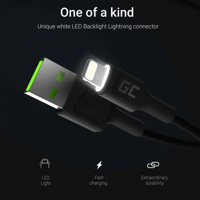 Green Cell KABGC05 lightning cable 1.2 m Black - USB cablesKBA-USB<<<Cables and adaptersKBA<<<ActionPL