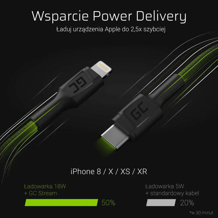Green Cell KABGC07 lightning cable 1 m Black - USB cablesKBA-USB<<<Cables and adaptersKBA<<<ActionPL