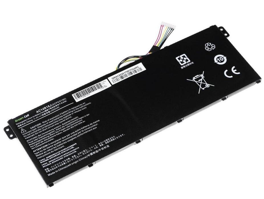 GREEN CELL laptop battery, Acer Aspire E 11 ES1-111M ES1-131 E 15 ES1-512 Chromebook 11 CB3-111 13 CB5-311 AC14B3K, 11.4V, 2200mAh