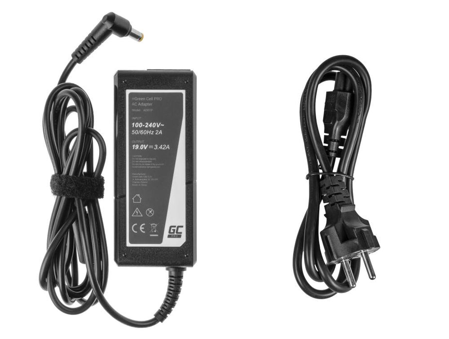 Laptop power supply GREEN CELL, PRO Charger / AC Adapter 19V 3.42A 65W for Acer Aspire 5741G 5742 5742G E1-521 E1-531 E1-531G E1-570 E1-571 E1-571G