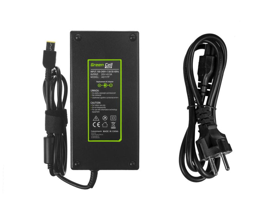 Laptop power supply GREEN CELL, PRO Charger / AC Adapter 20V 8.5A 170W for Lenovo Legion 5-15 15ARH05 15IMH05 17IMH05 Y530-15 Y540-15IRH Y540-17 Y720