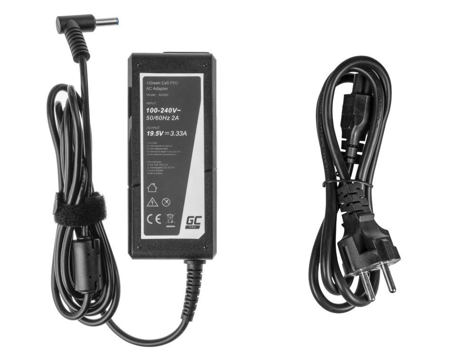 Laptop power supply GREEN CELL, HP PRO Charger / AC Adapter 19.5V 3.33A 65W for HP 250 G2 G3 G4 G5 15-R 15-R100NW 15-R101NW 15-R104NW 15-R233NW 4.5mm- 3.0mm