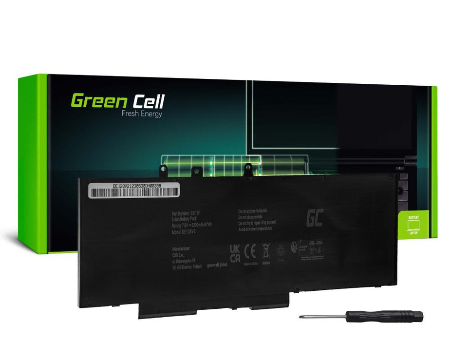DELL Latitude 5280 5290 5480 5490 5491 5495 5580 5590 5591 Precision 3520 3530 93FTF GJKNX 7.6V 6200mAh GREEN CELL Laptop Battery