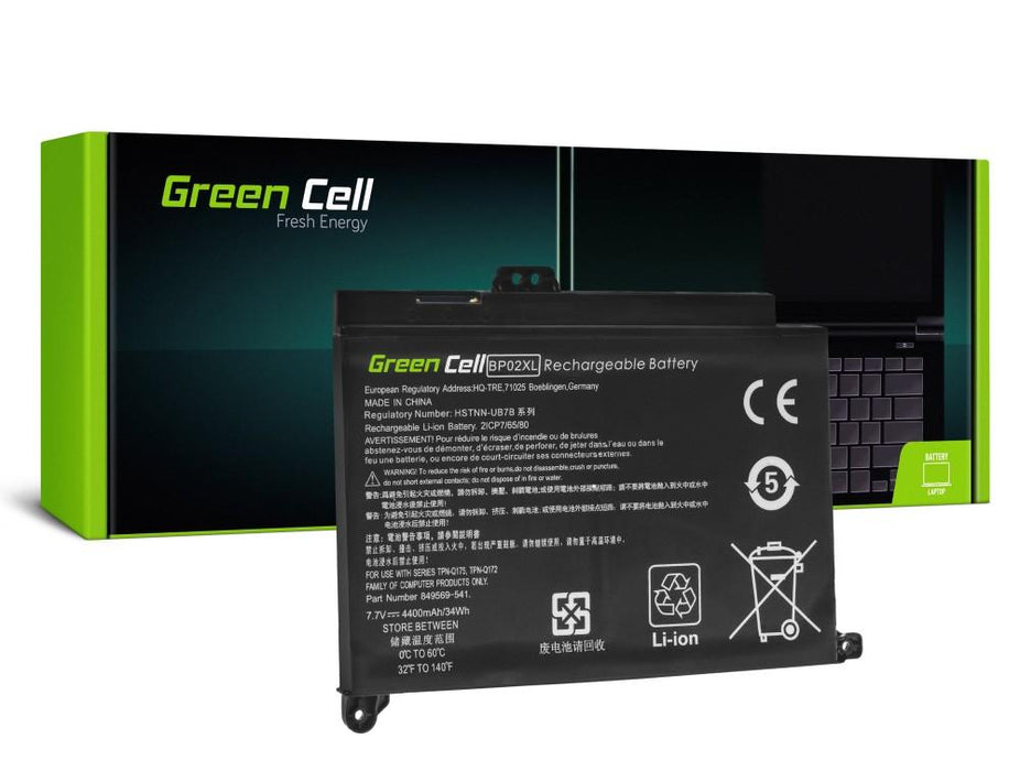 Battery for laptop GREEN CELL BP02XL, HP Pavilion 15-AU, 15-AU051NW, 15-AU071NW, 15-AU102NW, 15-AU107NW, 15-AW, 15-AW010NW, 7.7V, 4400mAh