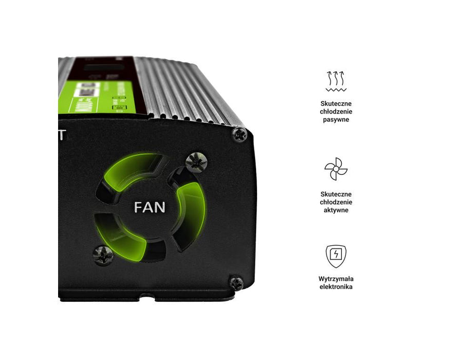 Inverter GREEN CELL, 12/220V, DC/AC, 500W/1000W INVGC12P500LCD LCD, Pure sine wave