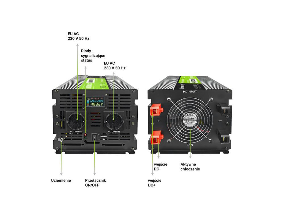 Inverter GREEN CELL, 48/220V, DC/AC, 5000W/10000W, INVGCP5000LCD LCD pure sine wave