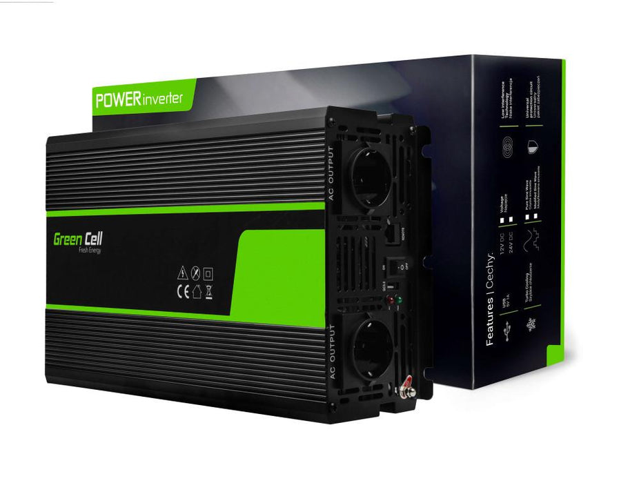 Inverter GREEN CELL, 12/220V, DC/AC, 1500W/3000W, Pure sine wave