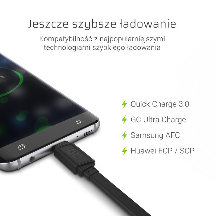 Cable USB - USB-C Green Cell GCmatte, 25cm, with Ultra Charge, QC 3.0