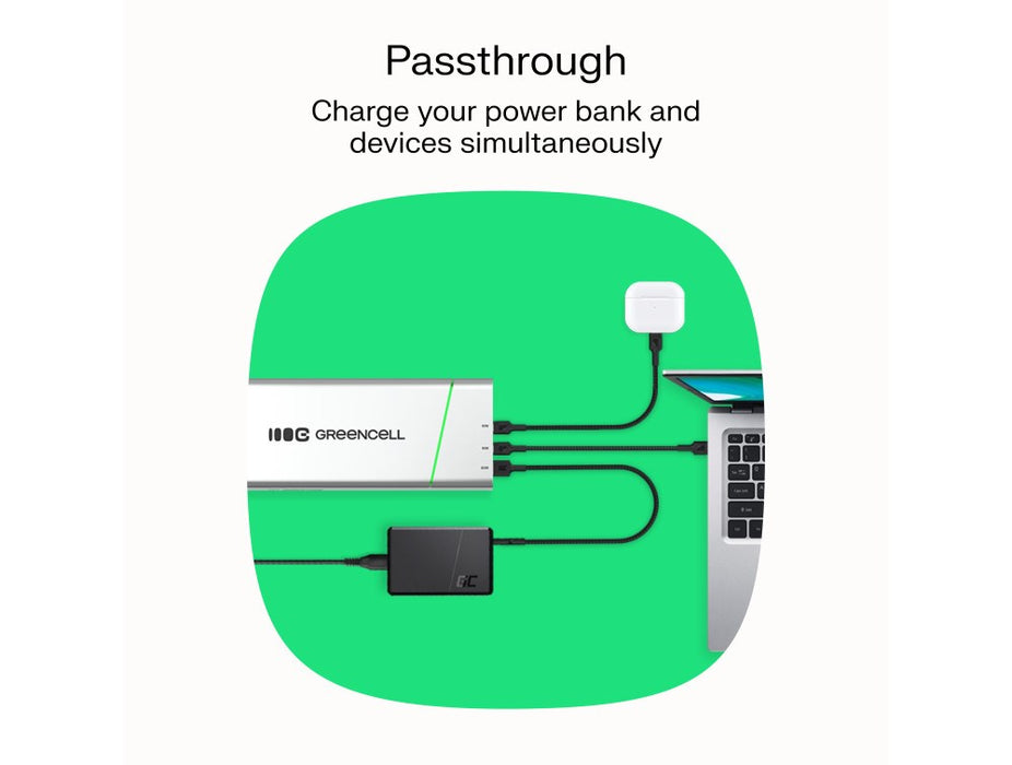 Green Cell PBPLGC20P power bank Lithium-Ion (Li-Ion) 20800 mAh Aluminium, Black, Green, Light grey, Silver
