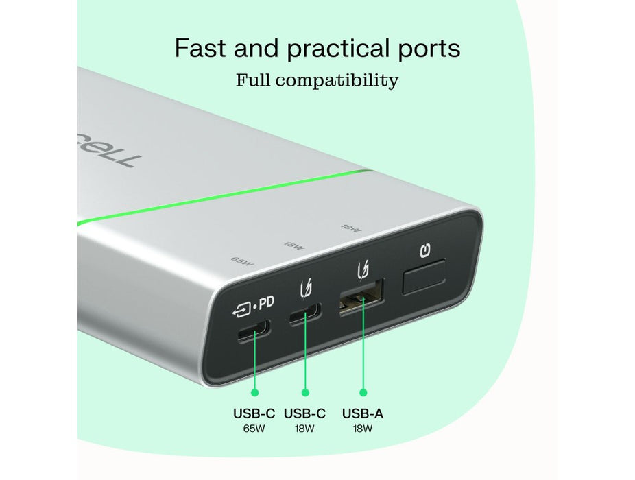 Green Cell PBPLGC20P power bank Lithium-Ion (Li-Ion) 20800 mAh Aluminium, Black, Green, Light grey, Silver