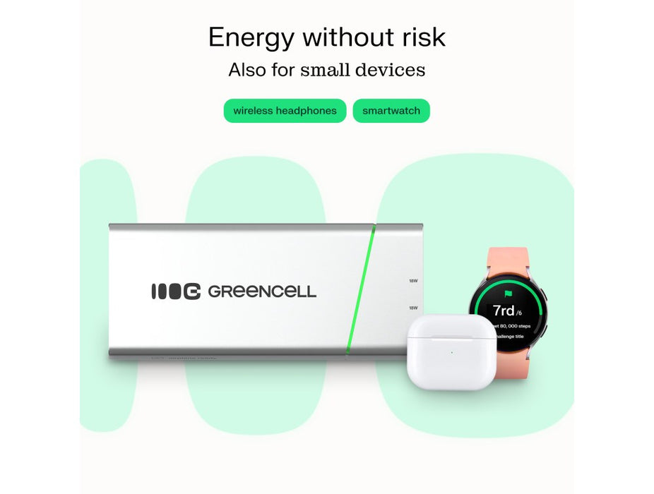 Green Cell PBPLGC20P power bank Lithium-Ion (Li-Ion) 20800 mAh Aluminium, Black, Green, Light grey, Silver