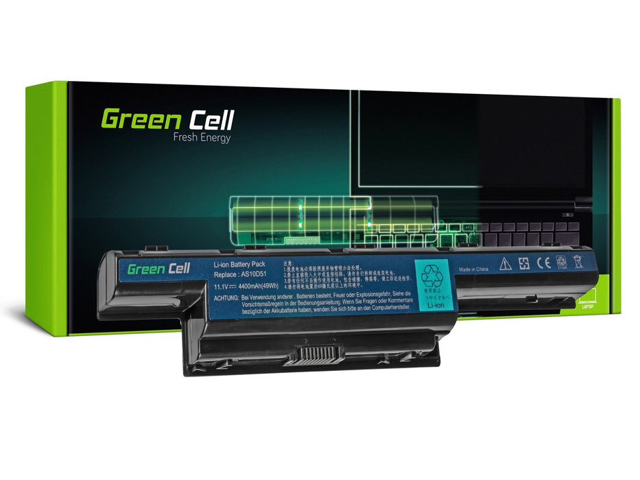 Laptop battery GREEN CELL, Acer Aspire AS10D31 5733 5741 5742 5742G 5750G E1-571, TravelMate 5740 5742, 11.1V, 4400mAh
