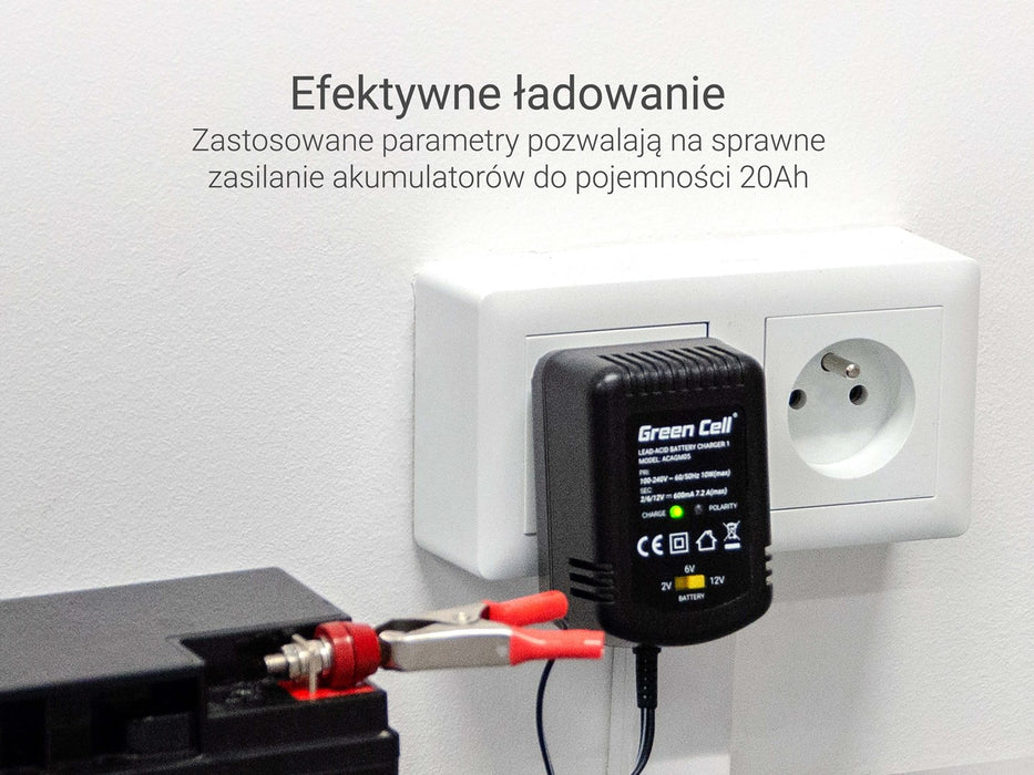 Green Cell ACAGM05 vehicle battery charger 2/6/12 V Black