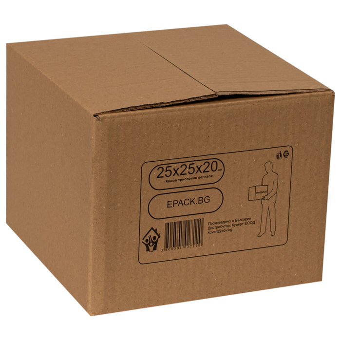 MOVING CARTONS THREE-LAYER CORRUGATED CARDBOARD 25X25X20 CM GREEN WAY