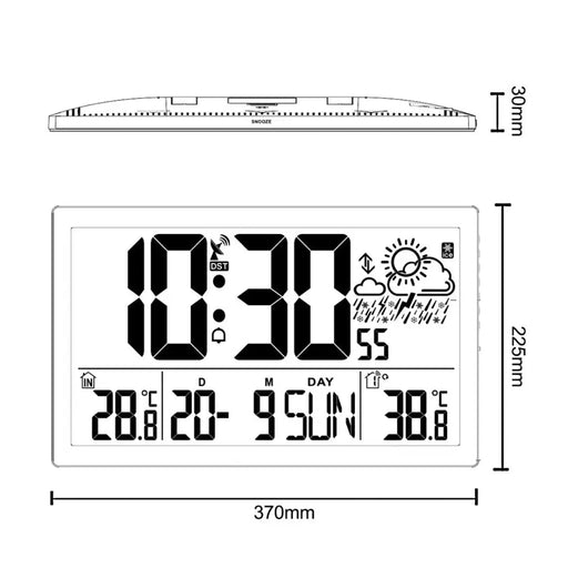 GreenBlue GB218 Extra Large LCD Wall Clock with Weather Station Temperature and Date Display - Wall