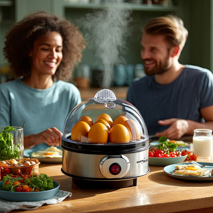 GreenBlue automatic egg cooker, 400W power, up to 7 eggs, measuring cup, 220-240V~, 50 Hz, GB572