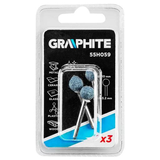 GRINDER SET 10 MM 3 PIECES GRAPHITE 55H059 - Аксесоари за dremel<<<Консумативи за електроинструменти<<<Инструменти и