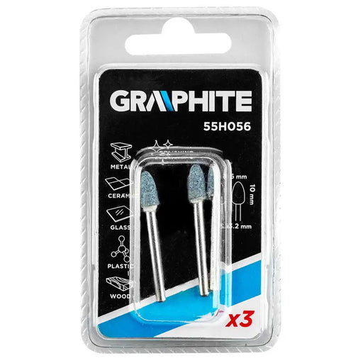 GRINDER SET 6X10 MM 3 PIECES GRAPHITE 55H056 - Аксесоари за dremel<<<Консумативи за електроинструменти<<<Инструменти и