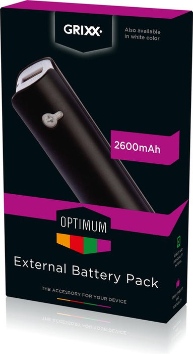 Grixx External battery 2600mAh Black