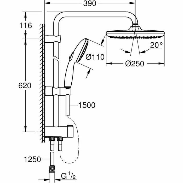 Shower Column Grohe Vitalio Start System 250 ABS