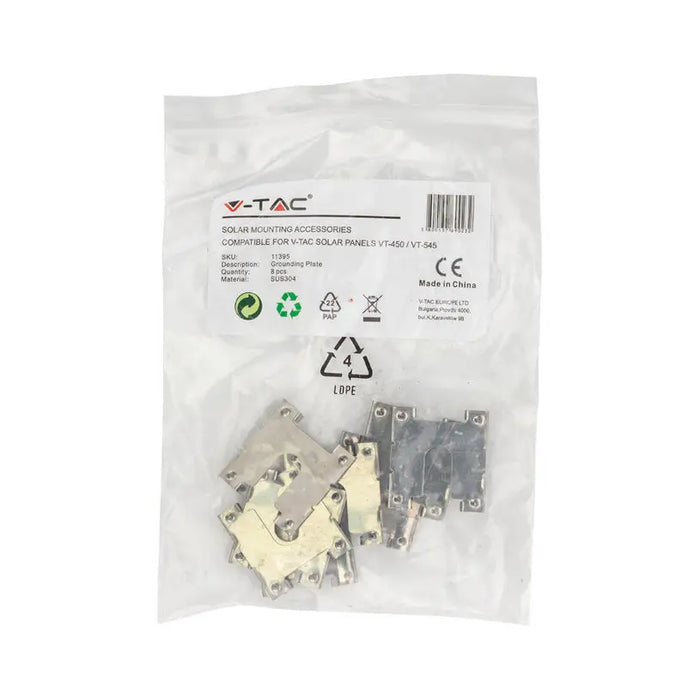 GROUND PLATE FOR PANEL 8 PCS V-TAC 11395 - Аксесоари<<<Соларни системи<<<Електроматериали<<<Praktiker
